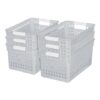 Cetomo Plastic Storage Box 6-Pack with Handle, Gray