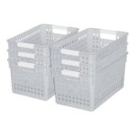 Cetomo Plastic Storage Box 6-Pack with Handle, Gray