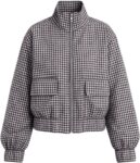 Checked Jacket Women Womens Plaid Bomber Jacket 2026 Stand Collar Coat