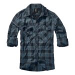 Checkshirt Long-Sleeved Shirt Blue-Grey-Black by Brandit
