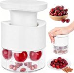 Cherry Pitter, 7 Holes Multiple Cherry Stoner Remover, Cherry Pip Remover Quick Release, Portable Cherry Pitter Tool for Kitchen Cherry Jam, Fruit Salad, Cake (White)
