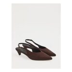 Chocolate Brown Suedette Pointed Toe Kitten Heel