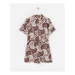 Chocolate Brown & White Sun Print Short Sleeve Playsuit