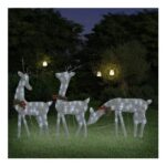 Christmas Reindeer Family 270x7x90 Cm Silver Cold White Mesh