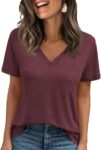 Cicy Bell Tshirt Womens Tops V-Neck Shirts Loose Basic Summer Tops Blouse