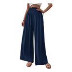 Cicy Bell Womens Elasticated High-Waist Palazzo Pants, Dark Blue