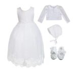 Cinda Lace Christening Gown Bonnet Bolero Shoes