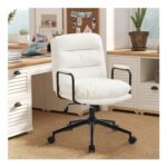 Ckaff PU Leather Ergonomic Office Chair with Wheels, 360 Swivel