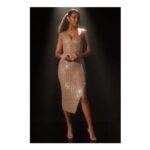 Claudie Embellished Open-Back Midaxi Dress in Almond