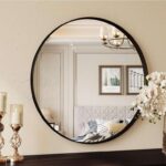 Clevich Round Wall Mirror 60cm, Black Framed Circle Mirror with Tempered Safety Glass – w/voucher (Gold £32.39)