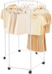 Clothes Drying Rack Laundry Rack Rolling Clothes Drying Rack for Bedroom Dorm Balcony Outdoor Indoor Blanket Clothing Garment Clothing Storage Airer Space Saving Hanger indoor(White)