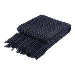 Coastline Soft Knit Throw Blanket with Fringes, 127×152 Cm