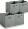 Collapsible Fabric Storage Cubes, Pack of 4 Foldable Boxes with Handles