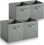 Collapsible Fabric Storage Cubes, Pack of 4 Foldable Boxes with Handles
