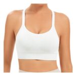 Comfyin Racerback Sports Bra Unpadded Seamless Yoga Top White L