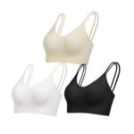 Comfyin Unpadded Bralettes for Women, Wireless, Seamless, V-Neck, Ribbed XL