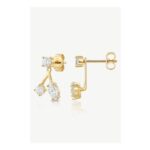 Convertible Moissanite Ear Jacket Stud Earrings in 18k Gold or Silver