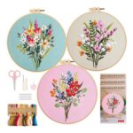 CoolQi 3-Pack Flower Embroidery Kit for Beginners