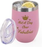 Coolparty 12oz Pink Insulated Wine Tumbler Gift for Women Her Sister Girls