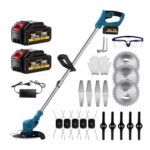 Cordless Grass Strimmer, 21V, 2x4000mAh Battery, Adjustable Blades