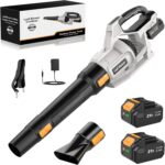 Cordless Leaf Blower, JYGMPRO 21V, 2 x 4.0Ah Batteries, Up to 240 km/h