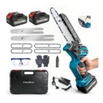 Cordless Mini Chainsaw with 6/8-Inch Dual Bars, 2×3000 Batteries