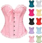 Corset Tops for Women Lace Up Boned Overbust Corset Bustier Solid Color