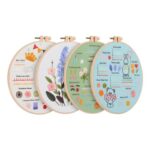 Cosiesnest 4-Pack Embroidery Kit for Beginners with Hoop and Fabric