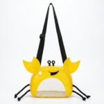 Cosiesnest Crab-Shaped Shell Collecting Bag, Shell Collecting Bag, Multifunctional Beach Bag, Mesh Beach Bag, Breathable Mesh Bucket with Adjustable Strap for Beachcombing, Seaside & Outdoor (Yellow)