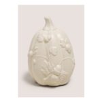 Cream Ceramic Floral Pumpkin Ornament