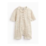 Cream Collared Knitted Playsuit