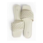 Cream Lattice Detail Mule Sandals