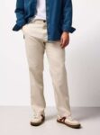 Cream Straight Leg Mens Lightweight Chino Trousers 32L 40R 40L