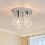 Crystal Ceiling Lighting Fixture,Mini Flush Mount Ceiling Light, Modern Crystal Chandelier for Living Room,Kitchen, Hallway,Dining Room (Silver K)
