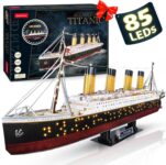 CubicFun LED 3D Puzzle, 88 cm, Titanic Ship Model Toys for Adults and Teens, 266 Pieces