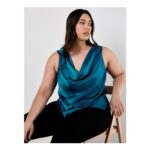 Curve Satin Cowl Neck Top