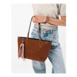 Cutwork Faux Suede Tote Bag