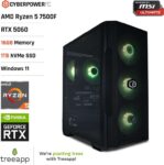 CyberPowerPC x MSI PBM Gaming PC ( AMD Ryzen 5 7500F / Nvidia RTX5060 / 16GB DDR5 / 1TB / 850W / Windows 11 )