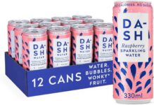 DASH Water Raspberry – 12 x Raspberry Flavoured Sparkling Spring Water – Discount at Checkout