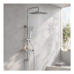 DERW Adjustable Shower Riser Rail Kit with 10 Rainfall Head