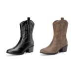 DREAM PAIRS mid Calf Cowboy Cowgirl Boots for Women