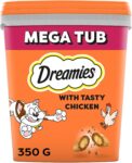 DREAMIES – Chicken Cat Treats – 2x350g – Multipack Snacks 2 Mega Tubs – Bulk Cat Food