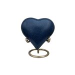 Dark Ocean Blue Marble Heart Keepsake Cremation Urn