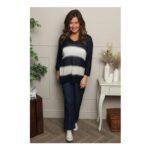 Davena Stripe Knit Top Navy