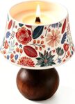Decorative Lamp Scented Candles, Floral Ceramic Lavender Candle, Natural Soy Wax & Wood Wick, Luxury Aromatherapy Home Decor Gift for Women, Birthday Housewarming Presents