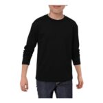 Demegimi Boys Long Sleeve Sports T-Shirt Crew-Neck, 6-14Y, Black