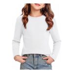 Demegimi Girls Ribbed Long Sleeve White Tee 7-8Y