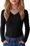 Demegimi Girls Striped Long Sleeve Top Cotton Crew Neck T Shirt Casual Basic Top Soft Stretch School Shirt for Kids 5-14 Years
