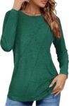 Demegimi Womens T Shirts Long Sleeve Tops Henley V Neck Basic Elegant Tees