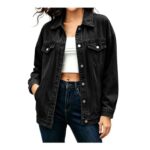 Denim Jacket for Women with Collar